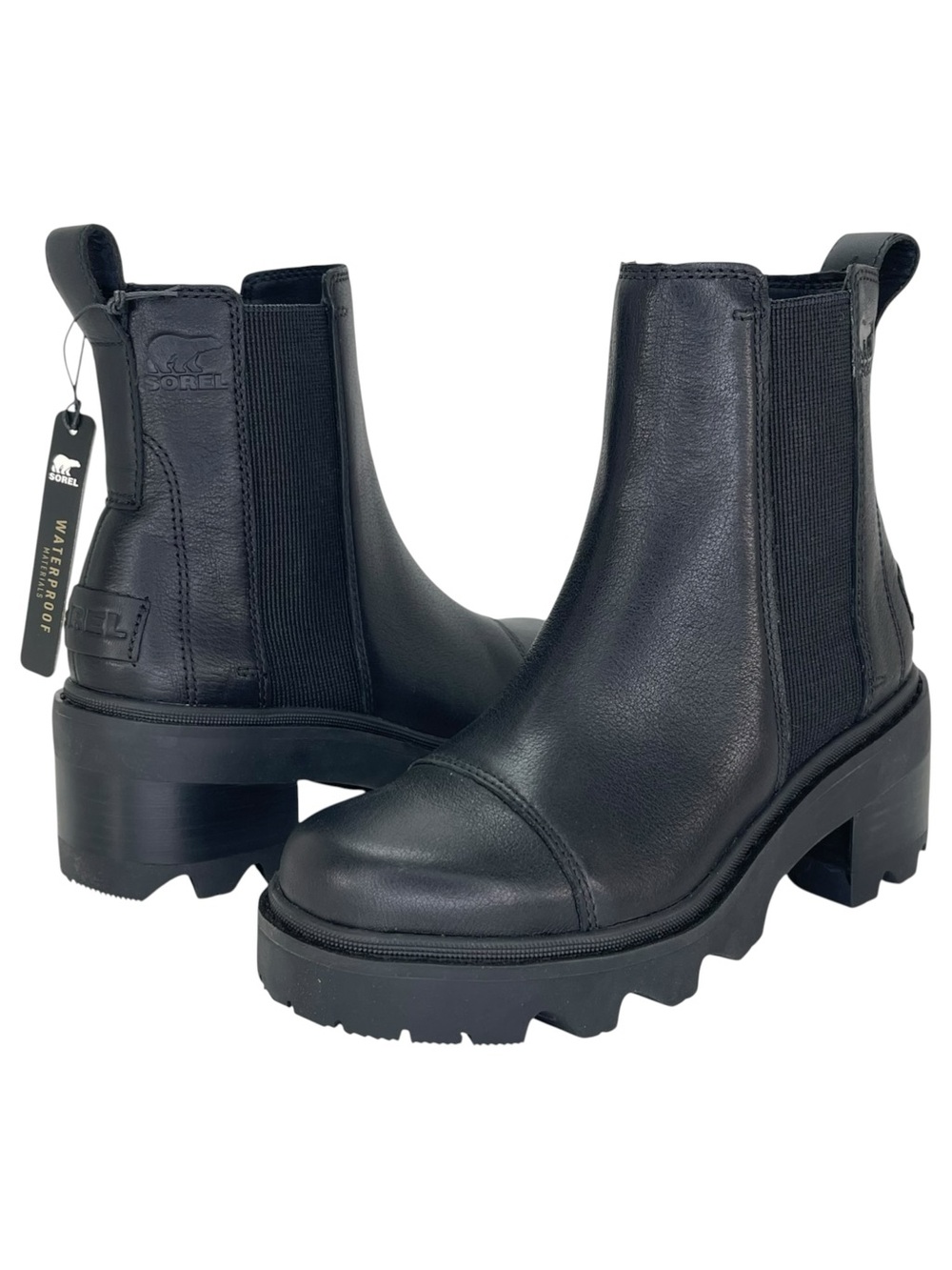 Sorel Joan Now Black Leather Waterproof Womens Chelsea Ankle Boots Size 5M - Picture 10 of 13